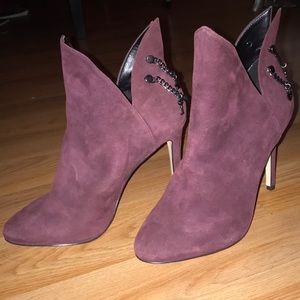 BCBGeneration Chained microsuede cutout booties